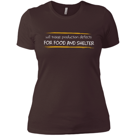 T-Shirts Dark Chocolate / X-Small Triaging Defects For Food And Shelter Women's Premium T-Shirt