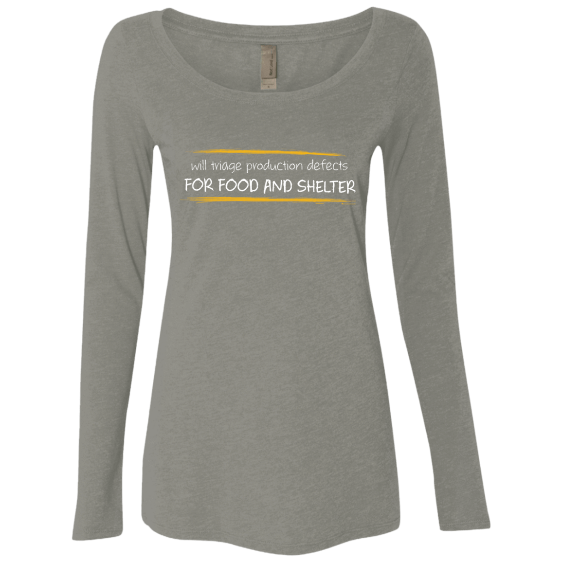 T-Shirts Venetian Grey / Small Triaging Defects For Food And Shelter Women's Triblend Long Sleeve Shirt