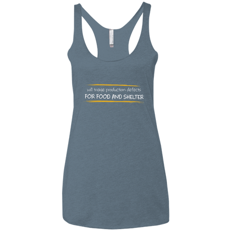 T-Shirts Indigo / X-Small Triaging Defects For Food And Shelter Women's Triblend Racerback Tank