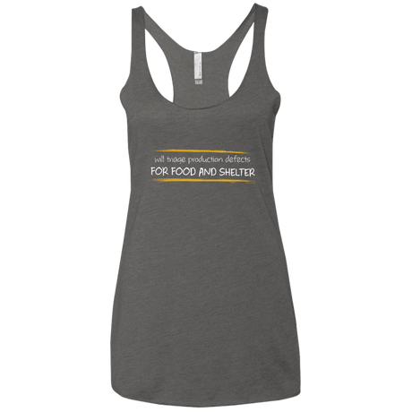 T-Shirts Premium Heather / X-Small Triaging Defects For Food And Shelter Women's Triblend Racerback Tank