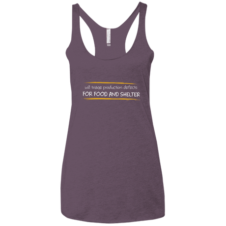 T-Shirts Vintage Purple / X-Small Triaging Defects For Food And Shelter Women's Triblend Racerback Tank