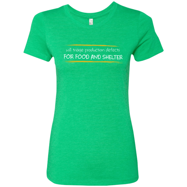 T-Shirts Envy / Small Triaging Defects For Food And Shelter Women's Triblend T-Shirt