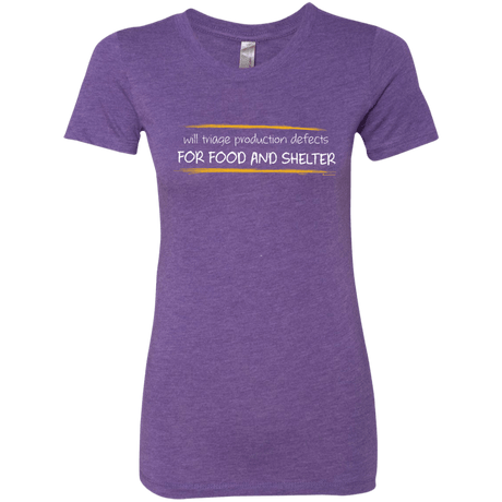 T-Shirts Purple Rush / Small Triaging Defects For Food And Shelter Women's Triblend T-Shirt