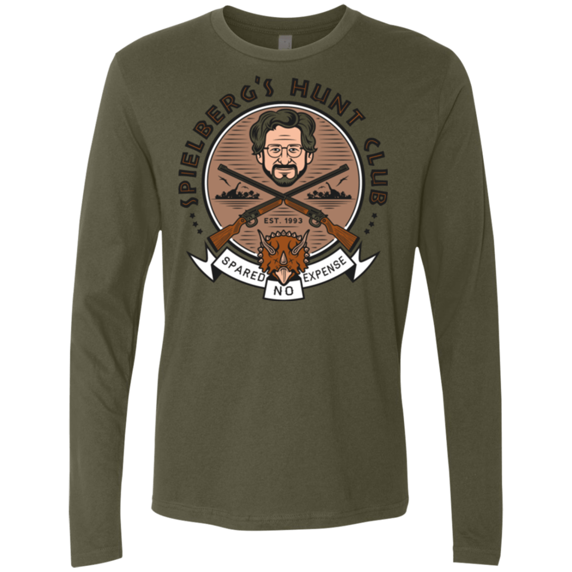 T-Shirts Military Green / Small Triceratops Hunt Club Men's Premium Long Sleeve