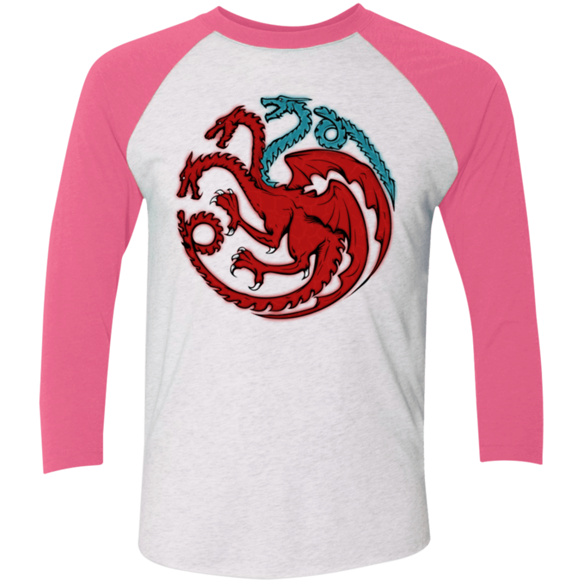 T-Shirts Heather White/Vintage Pink / X-Small Trinity of fire and ice V2 Triblend 3/4 Sleeve