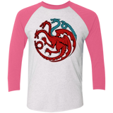 T-Shirts Heather White/Vintage Pink / X-Small Trinity of fire and ice V2 Triblend 3/4 Sleeve
