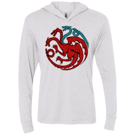 T-Shirts Heather White / X-Small Trinity of fire and ice V2 Triblend Long Sleeve Hoodie Tee