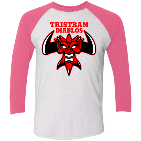 T-Shirts Heather White/Vintage Pink / X-Small Tristram Diablos Men's Triblend 3/4 Sleeve