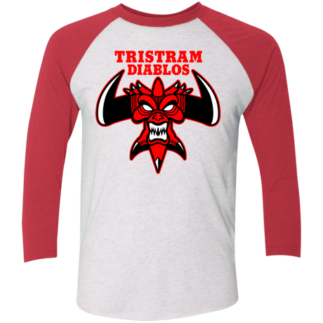 T-Shirts Heather White/Vintage Red / X-Small Tristram Diablos Men's Triblend 3/4 Sleeve