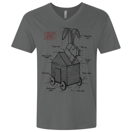 T-Shirts Heavy Metal / X-Small Trojan Rabbit Plan Men's Premium V-Neck