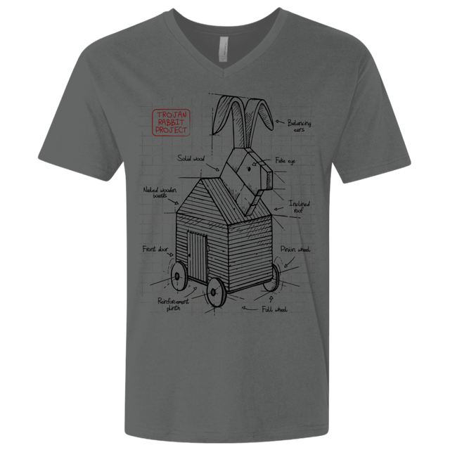 T-Shirts Heavy Metal / X-Small Trojan Rabbit Plan Men's Premium V-Neck
