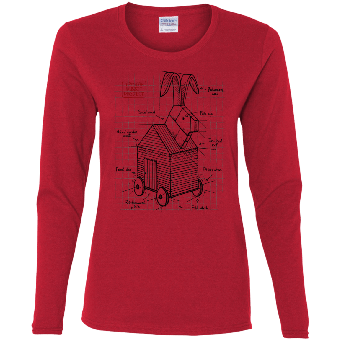 T-Shirts Red / S Trojan Rabbit Plan Women's Long Sleeve T-Shirt