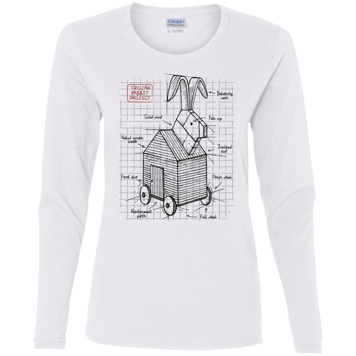 T-Shirts White / S Trojan Rabbit Plan Women's Long Sleeve T-Shirt