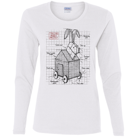 T-Shirts White / S Trojan Rabbit Plan Women's Long Sleeve T-Shirt