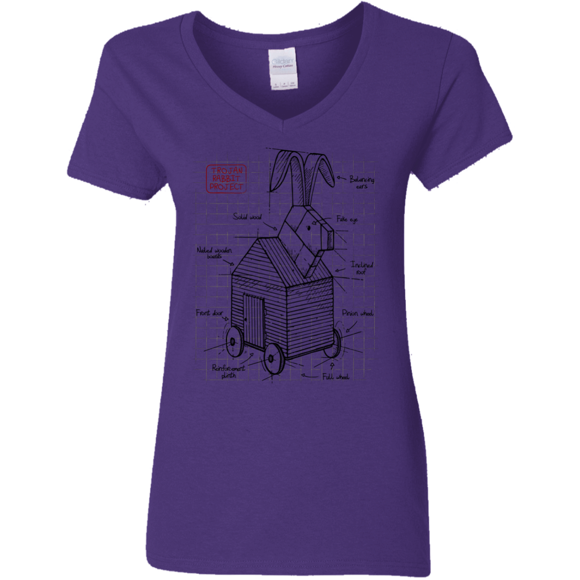 T-Shirts Purple / S Trojan Rabbit Plan Women's V-Neck T-Shirt