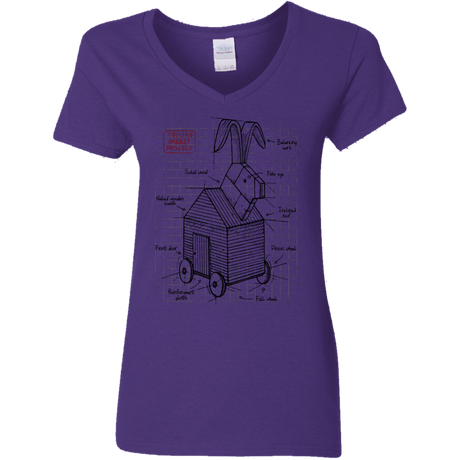 T-Shirts Purple / S Trojan Rabbit Plan Women's V-Neck T-Shirt