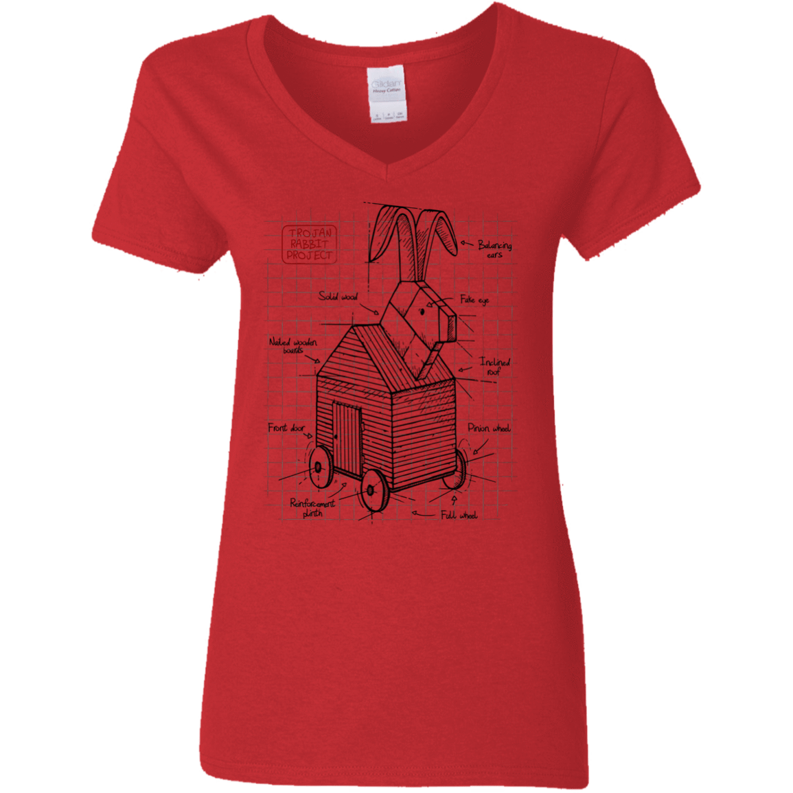 T-Shirts Red / S Trojan Rabbit Plan Women's V-Neck T-Shirt