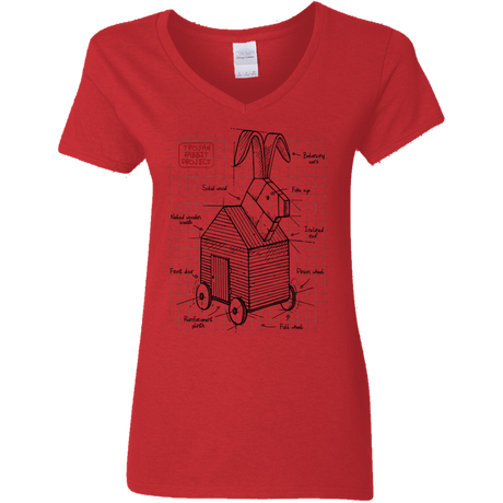 T-Shirts Red / S Trojan Rabbit Plan Women's V-Neck T-Shirt