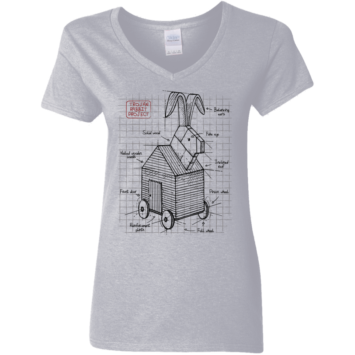 T-Shirts Sport Grey / S Trojan Rabbit Plan Women's V-Neck T-Shirt