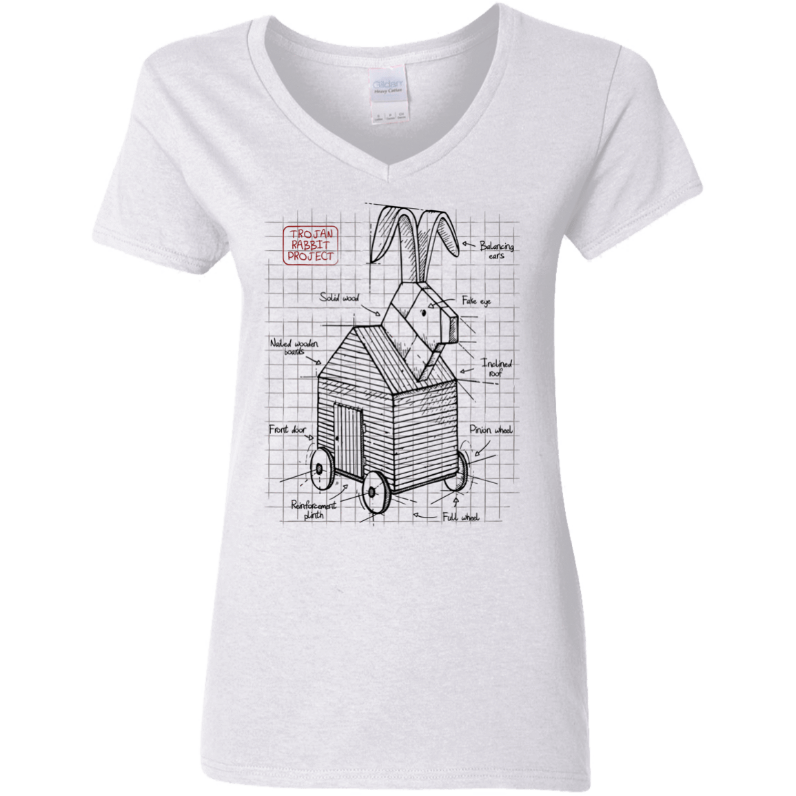 T-Shirts White / S Trojan Rabbit Plan Women's V-Neck T-Shirt