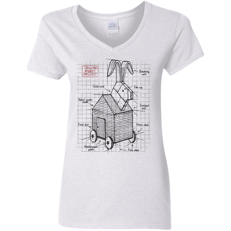 T-Shirts White / S Trojan Rabbit Plan Women's V-Neck T-Shirt