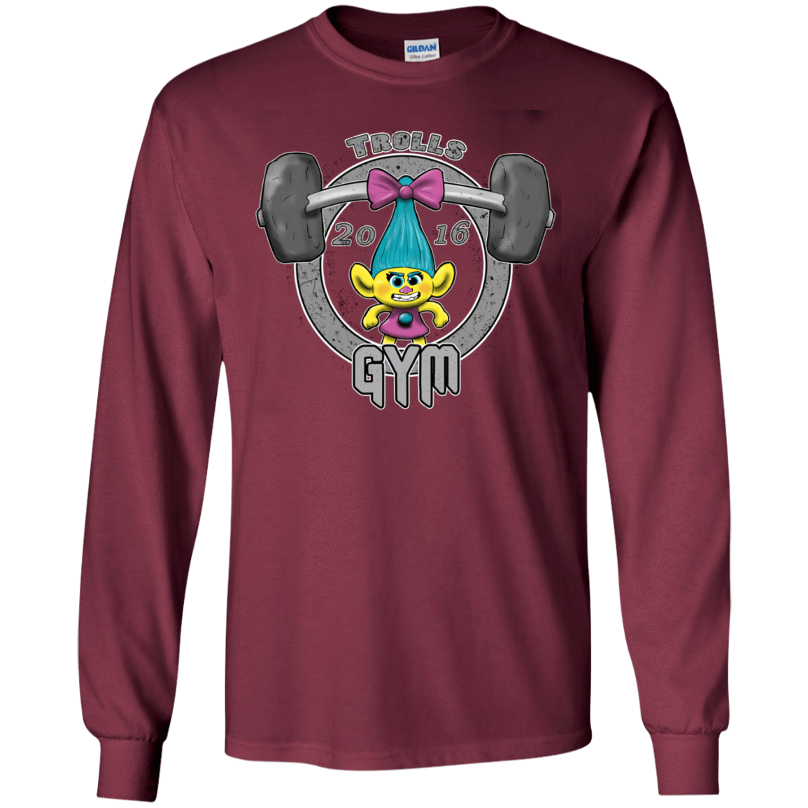 T-Shirts Maroon / S Trolls Gym Men's Long Sleeve T-Shirt