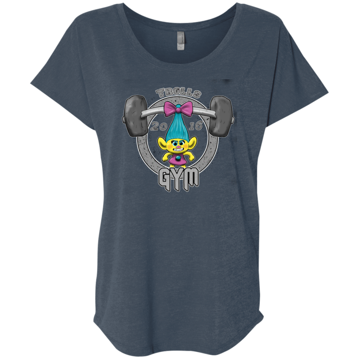 T-Shirts Indigo / X-Small Trolls Gym Triblend Dolman Sleeve