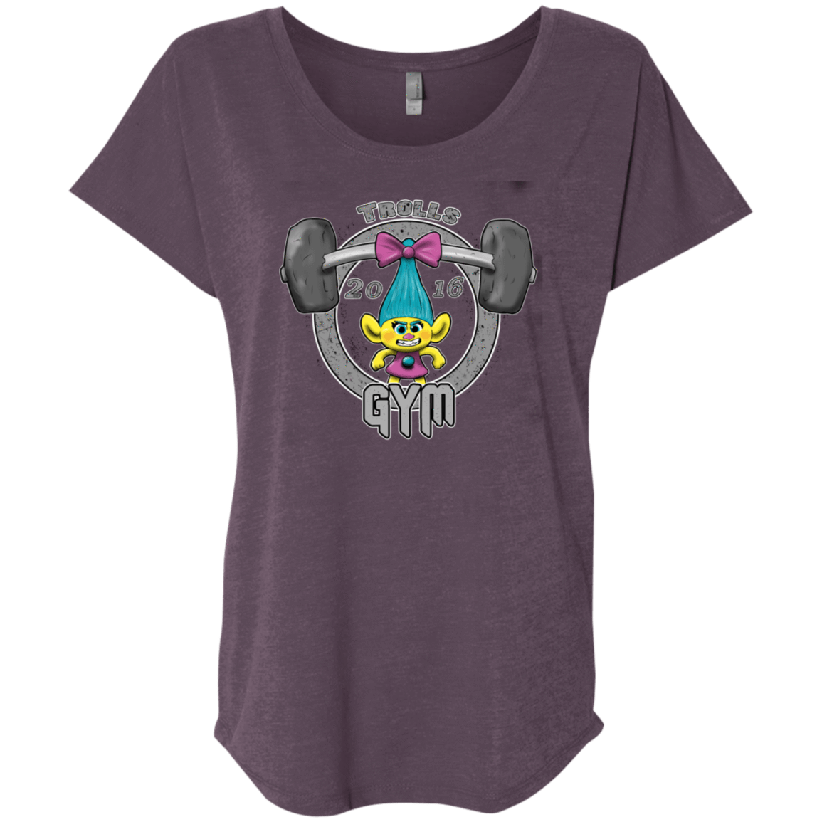T-Shirts Vintage Purple / X-Small Trolls Gym Triblend Dolman Sleeve