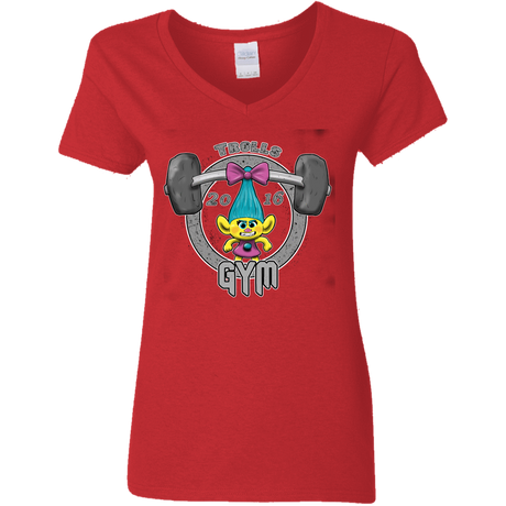 T-Shirts Red / S Trolls Gym Women's V-Neck T-Shirt