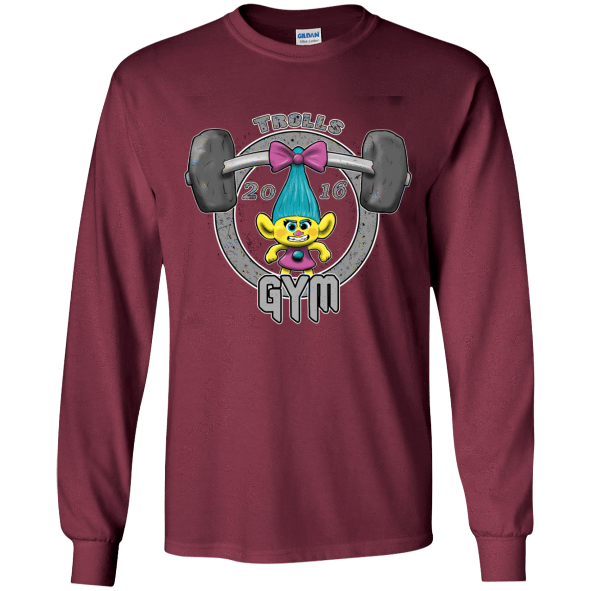 T-Shirts Maroon / YS Trolls Gym Youth Long Sleeve T-Shirt