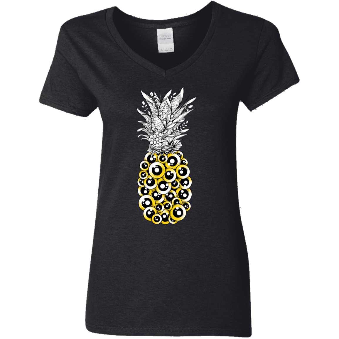 T-Shirts Black / S Tropical Illusion Women's V-Neck T-Shirt