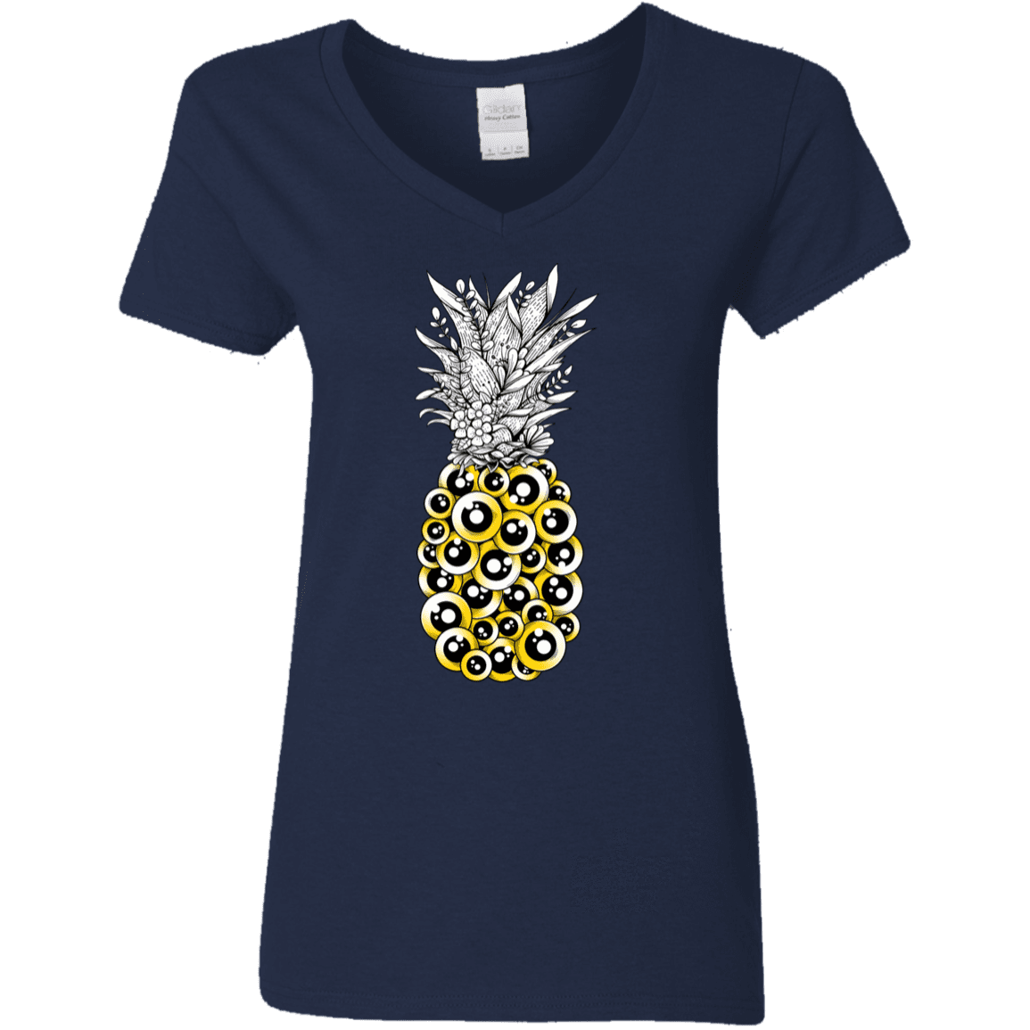 T-Shirts Navy / S Tropical Illusion Women's V-Neck T-Shirt