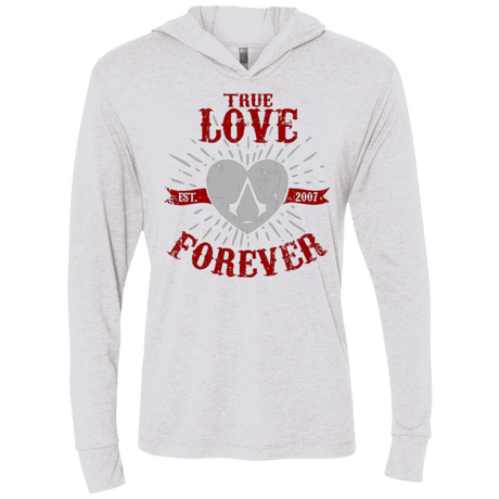 T-Shirts Heather White / X-Small True Love Forever Assasin Triblend Long Sleeve Hoodie Tee