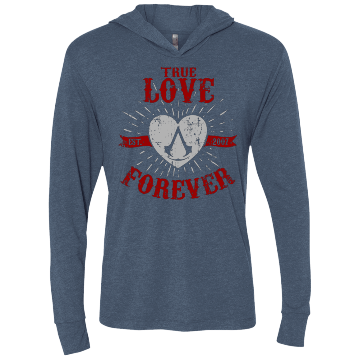 T-Shirts Indigo / X-Small True Love Forever Assasin Triblend Long Sleeve Hoodie Tee