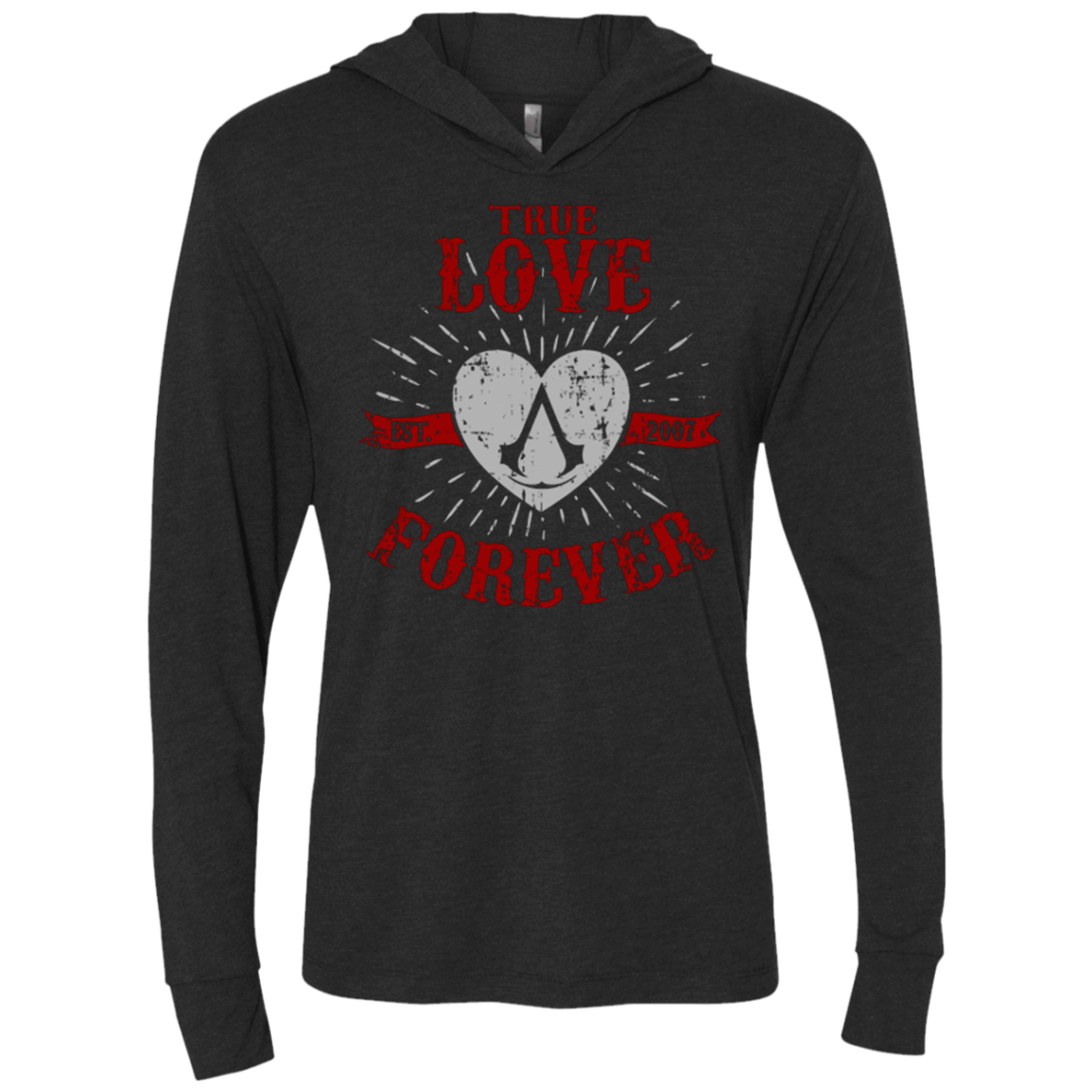 T-Shirts Vintage Black / X-Small True Love Forever Assasin Triblend Long Sleeve Hoodie Tee