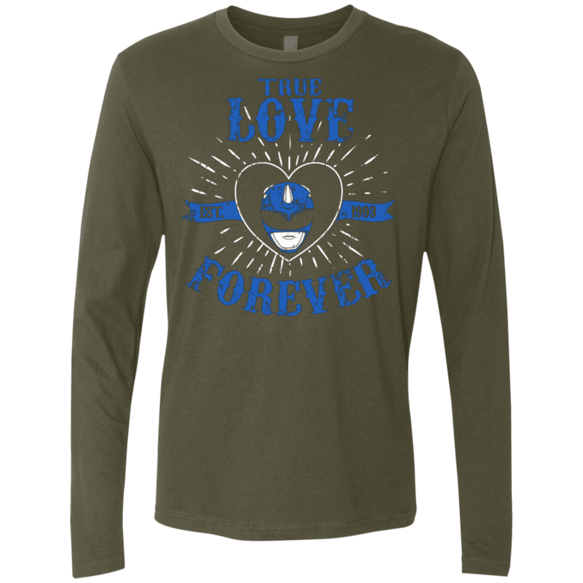 T-Shirts Military Green / Small True Love Forever Blue Men's Premium Long Sleeve