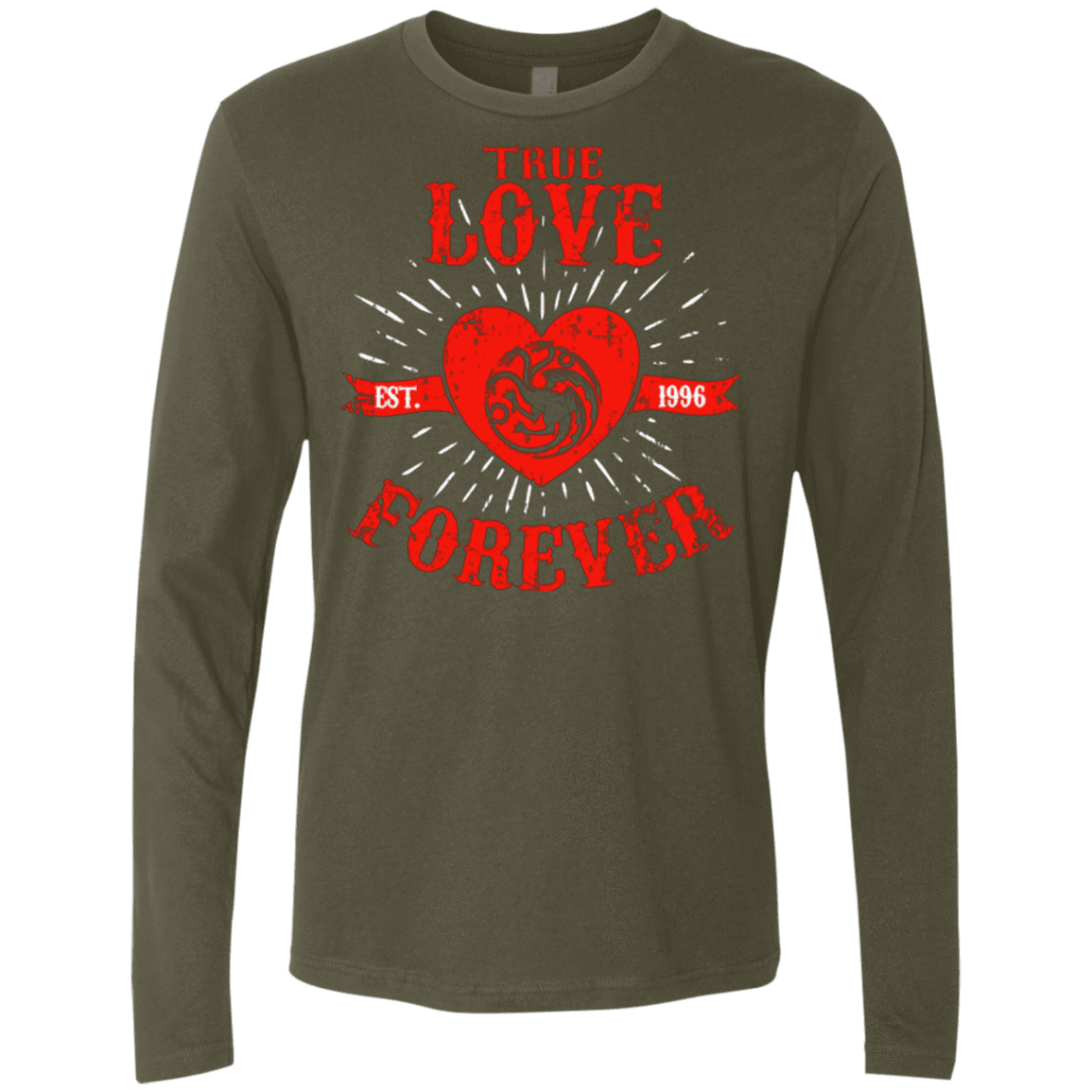 T-Shirts Military Green / Small True Love Forever Dragon Men's Premium Long Sleeve