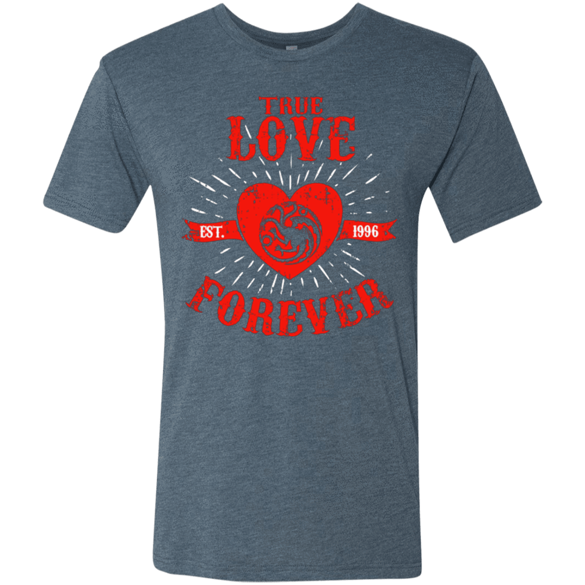 T-Shirts Indigo / Small True Love Forever Dragon Men's Triblend T-Shirt