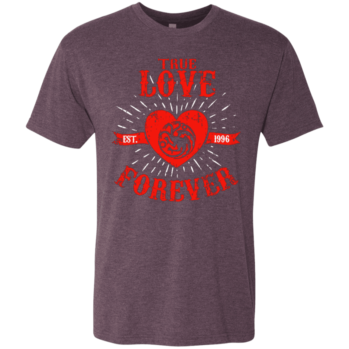 T-Shirts Vintage Purple / Small True Love Forever Dragon Men's Triblend T-Shirt