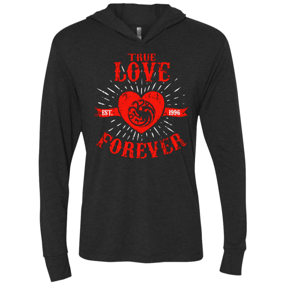 T-Shirts Vintage Black / X-Small True Love Forever Dragon Triblend Long Sleeve Hoodie Tee