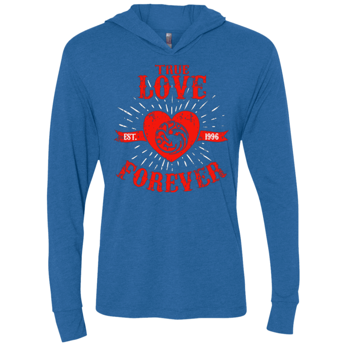 T-Shirts Vintage Royal / X-Small True Love Forever Dragon Triblend Long Sleeve Hoodie Tee