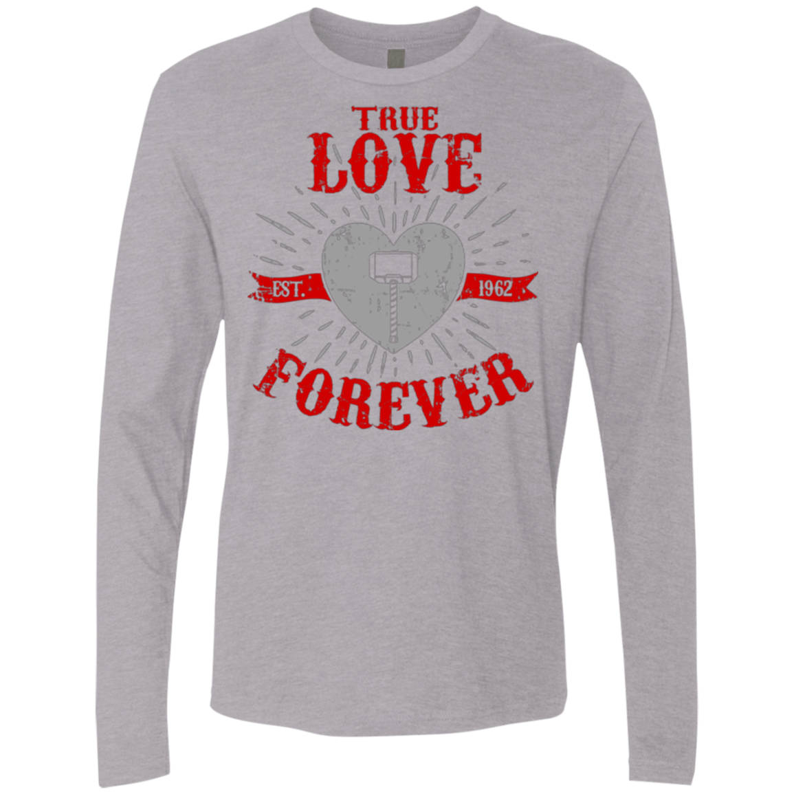 T-Shirts Heather Grey / Small True Love Forever God Thunder Men's Premium Long Sleeve