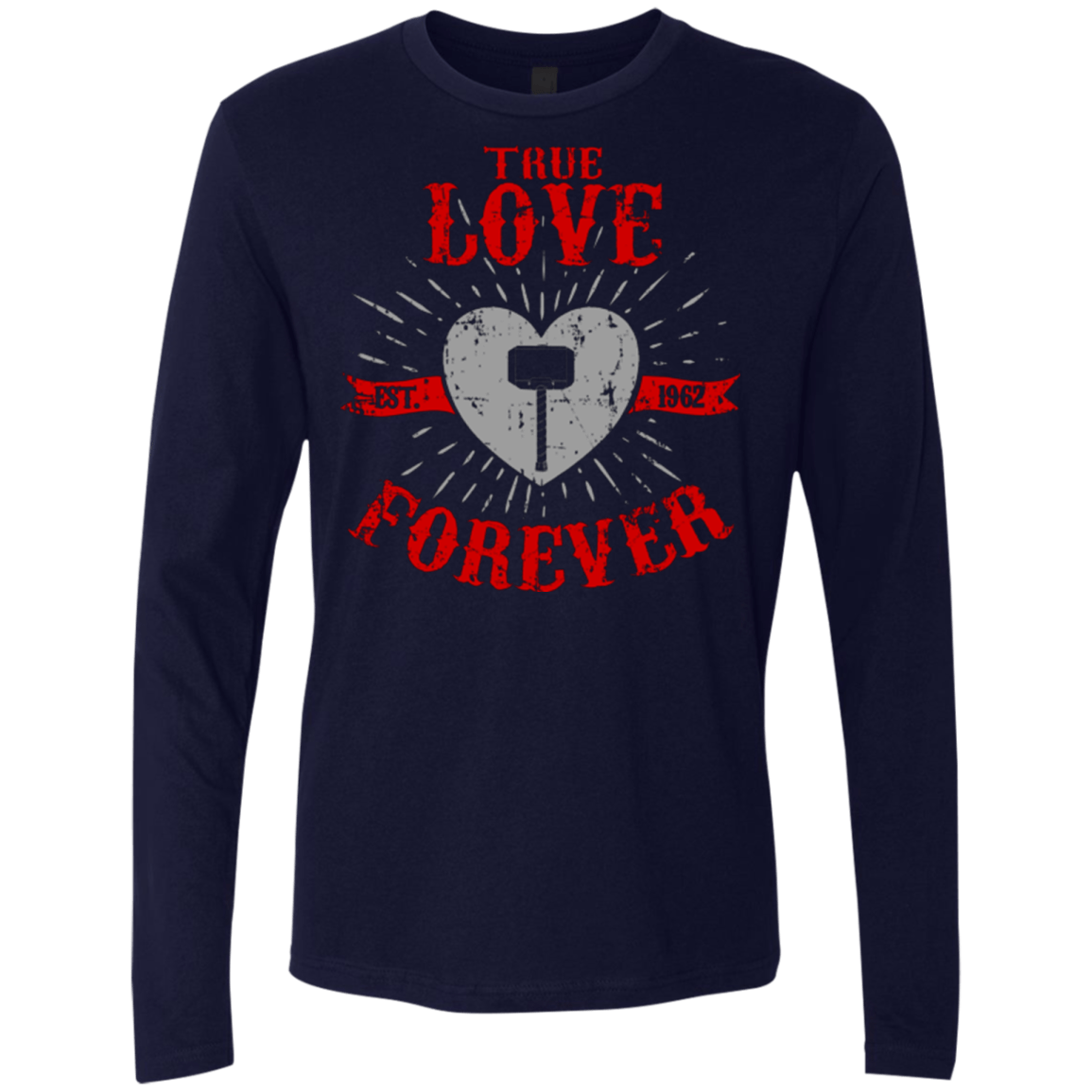 T-Shirts Midnight Navy / Small True Love Forever God Thunder Men's Premium Long Sleeve