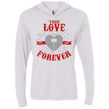 T-Shirts Heather White / X-Small True Love Forever God Thunder Triblend Long Sleeve Hoodie Tee