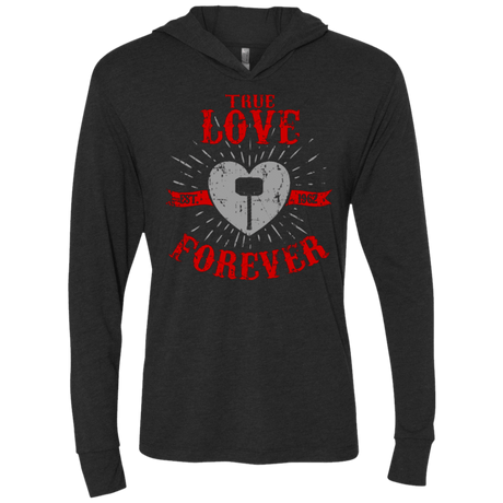 T-Shirts Vintage Black / X-Small True Love Forever God Thunder Triblend Long Sleeve Hoodie Tee