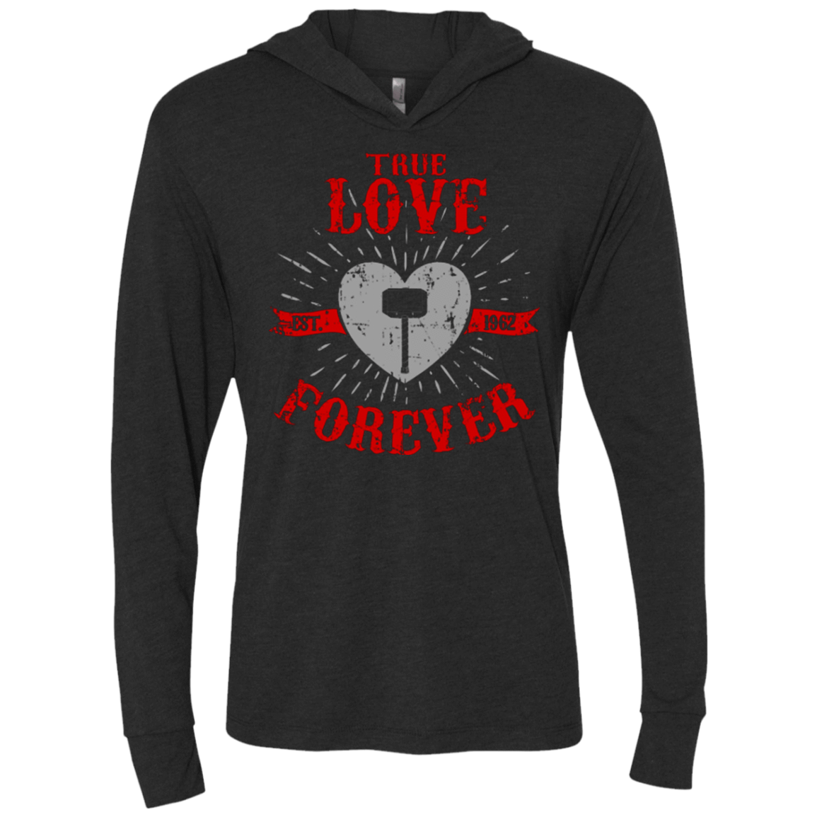 T-Shirts Vintage Black / X-Small True Love Forever God Thunder Triblend Long Sleeve Hoodie Tee