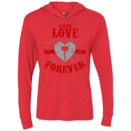 T-Shirts Vintage Red / X-Small True Love Forever God Thunder Triblend Long Sleeve Hoodie Tee