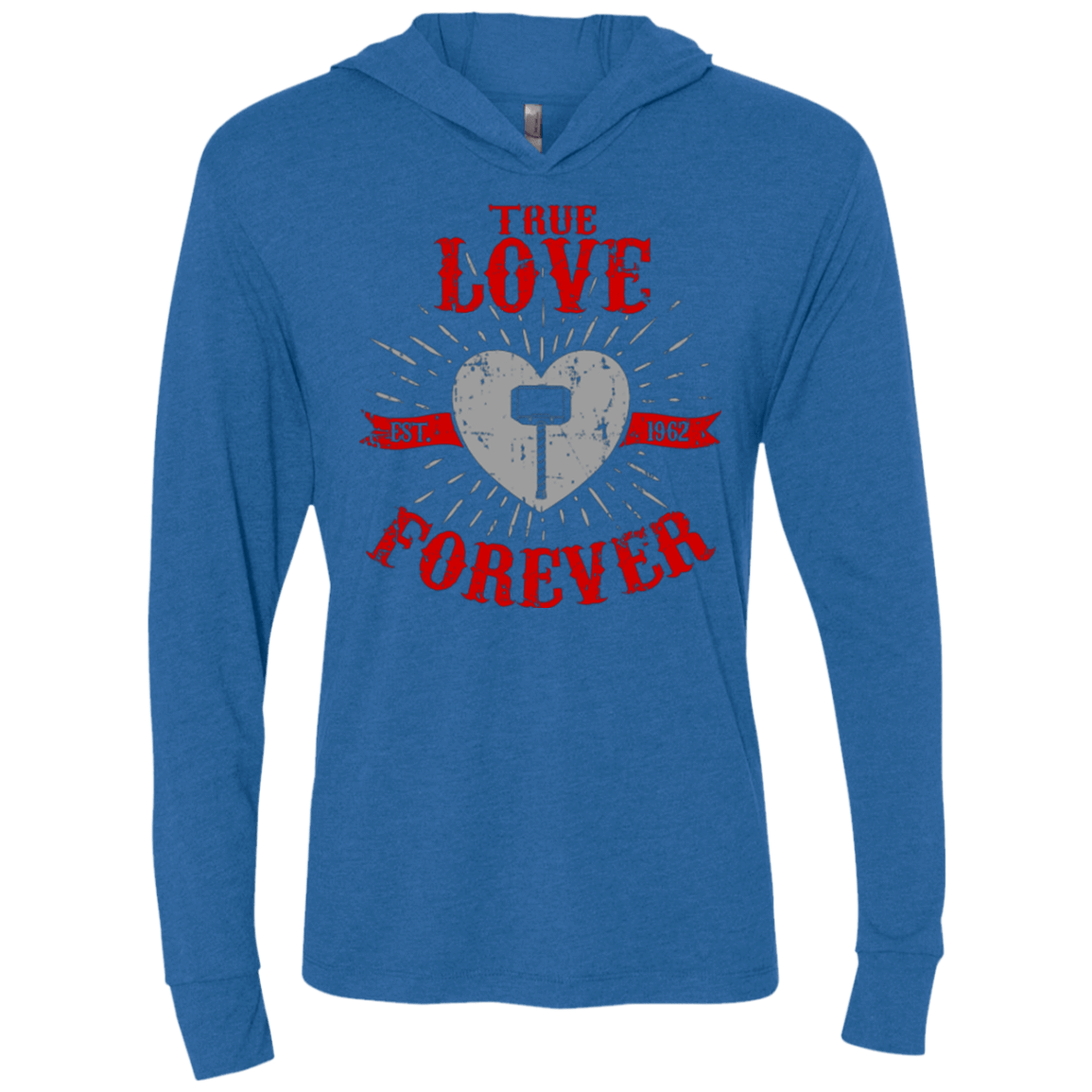 T-Shirts Vintage Royal / X-Small True Love Forever God Thunder Triblend Long Sleeve Hoodie Tee