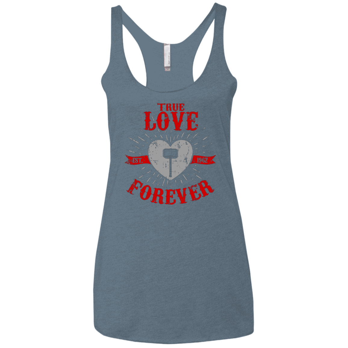 T-Shirts Indigo / X-Small True Love Forever God Thunder Women's Triblend Racerback Tank