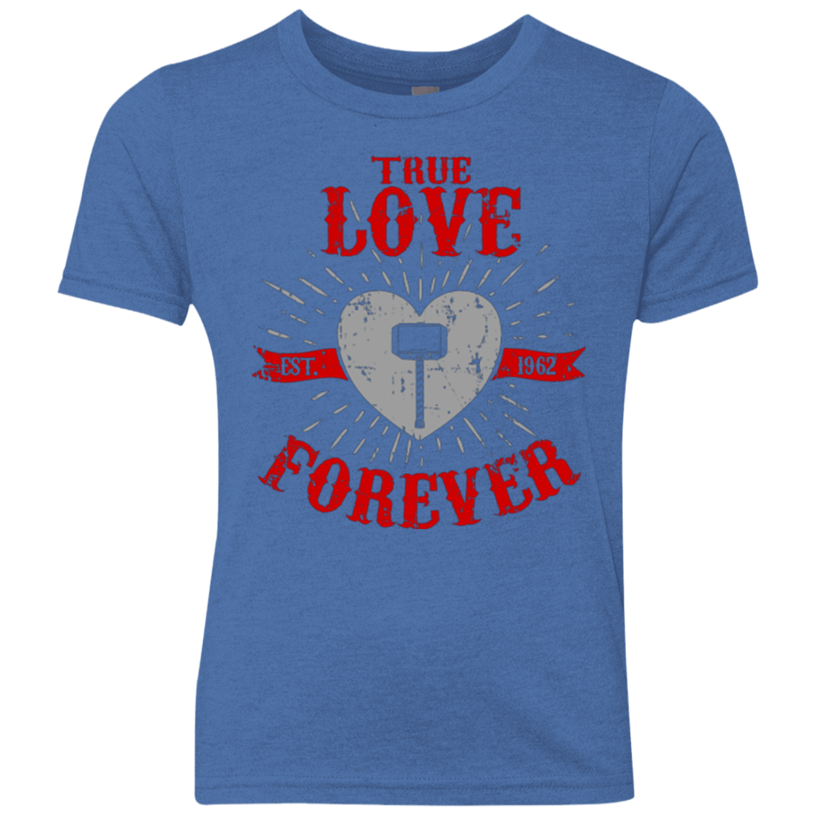 T-Shirts Vintage Royal / YXS True Love Forever God Thunder Youth Triblend T-Shirt